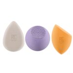 Real Techniques Sponge+ Beauty Makeup Blenders for Facial Cleanser, Toner, and Foundation, Probiotic and Vegan Collagen Infused (3 Piece Kit)