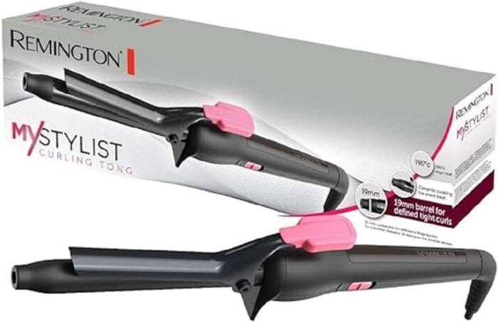 Remington My Stylist Curling Tong CI1A119 | 19mm Barrel for Tight & Defined Curls | Ceramic Coating for Even Heat Distribution | 190°C High Heat | Cool Tip & Auto Shut Off for Safe Styling, Black