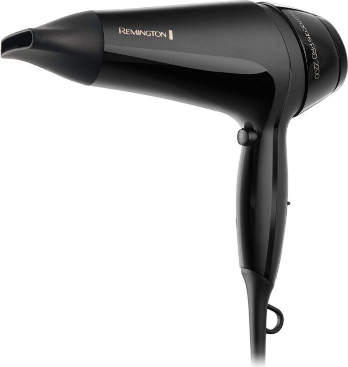 Remington Thermacare Pro Hair Dryer D5710 | 2200 Watts Performance With Concentrator | Ceramic Ionic Grille For Frizz-Free Shine | 3 Heat & 2 Speed Settings | Cool Shot & 2.5M Power Cable, Black