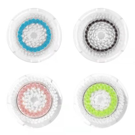 Replacement Facial Cleansing Brush Head, Facial Cleansing Brush Head For Clogged and Enlarged Pores (4 Pack, 2 Blue+ 2 Black)