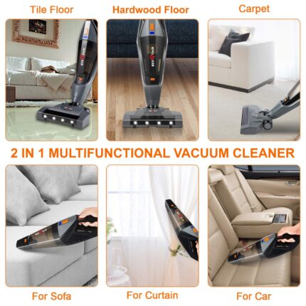 ResQTech India Pvt Ltd Spartan Cordless 12000 PA Ultra Powerful 2 in 1 Vacuum Cleaner with Rechargeable Lithium-Ion Battery and LED Brush (Black)