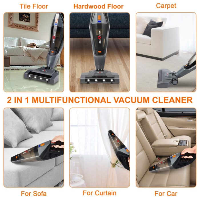 ResQTech India Pvt Ltd Spartan Cordless 12000 PA Ultra Powerful 2 in 1 Vacuum Cleaner with Rechargeable Lithium-Ion Battery and LED Brush (Black)