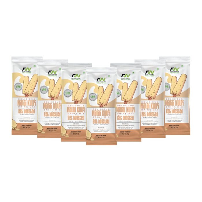 Revolutionary Wellness Drink Mix | Delicious Malai Kulfi Flavor | 15gm Plant Protein | Vitamins & Minerals | Sachets Pack of 7