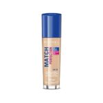 Rimmel London Match Perfection Natural Liquid Foundation (Ivory 100) Natural Finish, Medium Coverage For Combination Skin, 1 Count