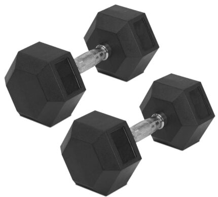 Rioff HEX Rubber Coated Cast Iron Hexagonal Dumbbells for Professional Exercise (Pack of Two) (5Kg Set of 2)