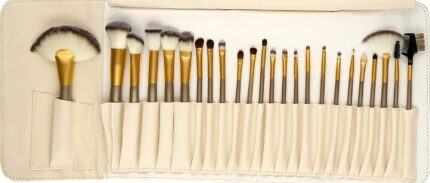 Rsentera Soft Bristle Makeup Brush Set With Pu Leather Case - 24 Pieces, 24 In 1 Makeup Brush Black (Off White)