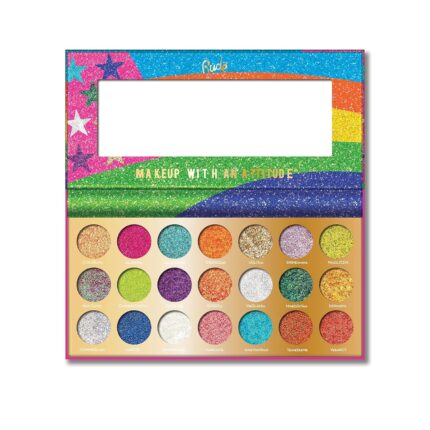 Rude Cosmetics United Shades Of Glitter - 21 Pressed Glitter Palette, Multicolor, 21 g