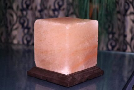 Rudra Crystal Products 3-4 Kg Natural Cube Salt Lamp Air Purifier Ionizer Himalayan Salt Lamp for Positive Energy with Wooden Base