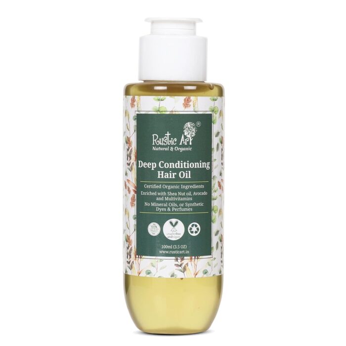 Rustic Art Rosemary Deep Conditioning Hair Oil | With Avocado & Moringa | For Dry & Frizzy Hair | Makes Hair Soft & Healthy | For Kids, Women & Men | 100 ml