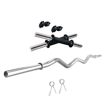 SAFECO FITNESS Home Gym Combo, Home Gym Set, Gym Equipment Set, PVC (20kg),Fitness Set, with 3ft Curl Rod + One Pair Dumbbell Rods, Weight Plates, Home Gym Kit