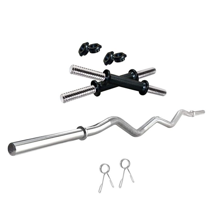 SAFECO FITNESS Home Gym Combo, Home Gym Set, Gym Equipment Set, PVC (20kg),Fitness Set, with 3ft Curl Rod + One Pair Dumbbell Rods, Weight Plates, Home Gym Kit
