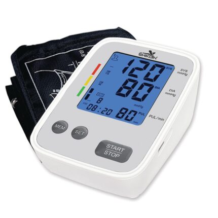 SHIKON SK-015DC Automatic Upper Arm Digital Blood Pressure Monitor Blue/ White LCD Display Irregular Heart Beat Detection 2x99 Memory Function Large Arm Cuff 4xAA Alkaline Battery with C type Port 2 years warranty Made in India