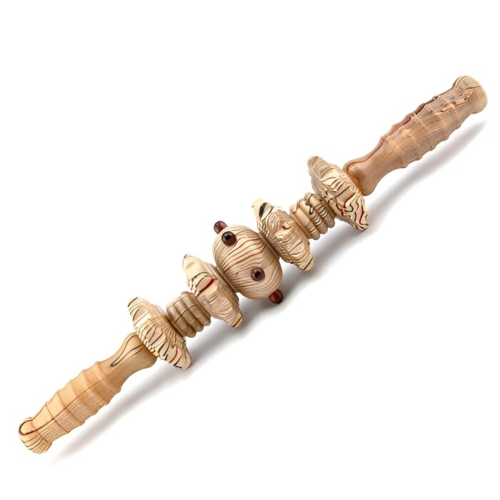 SHREESAMP 7 Wheels Wooden Shoulder Body Massagers Stick Wood Tools Massager Fitness Wooden Manual Foot Massager Roller Gym Body Back Leg Muscle Wooden Tool Muscle Relax Body Tool