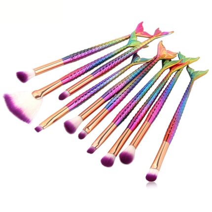 SILENCIO Diamond Handle Makeup Brush Set with Big Fish Tail for Foundation Eyeshadow Lips, Makeup Brushes for Women & Girls, Eyeliner, Eye Shadow, Eye Brow, Premium Wooden Handles with Pouch Case - 12 Pieces