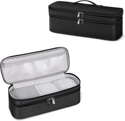 SITHON Double-Layer Travel Carrying Case for Revlon One-Step Hair Dryer/Volumizer/Styler, Water Resistant Storage Organizer Bag Compatible with Shark FlexStyle Attachment (Bag Only) (Black)
