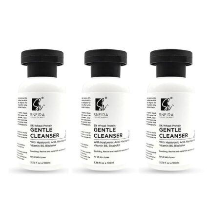 SNEIRA Gentle Cleanser 300ml pack of 2 with 5% Wheat Protein, Hyaluronic Acid, Niacinamide, Vitamin B5 & Bisabolol | Nourishing Formula for Hydrated, Smooth Skin|Cleansers For All Skin-type.