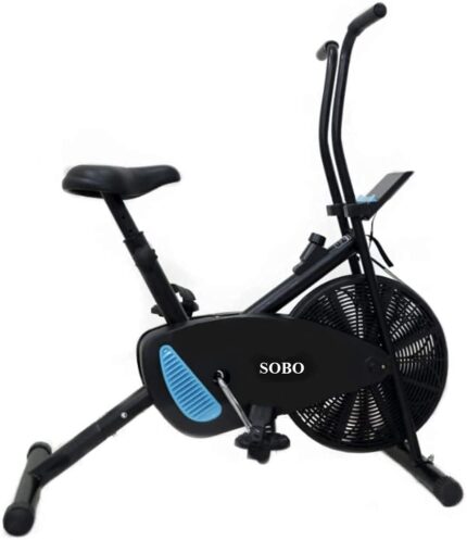SOBO Fit Pythons Air Bike, Fan Exercise Bike with Resistance Exercise Home Gym Cycle With Moving And Fix Handles Both Option With 1 Year Warranty (Black)