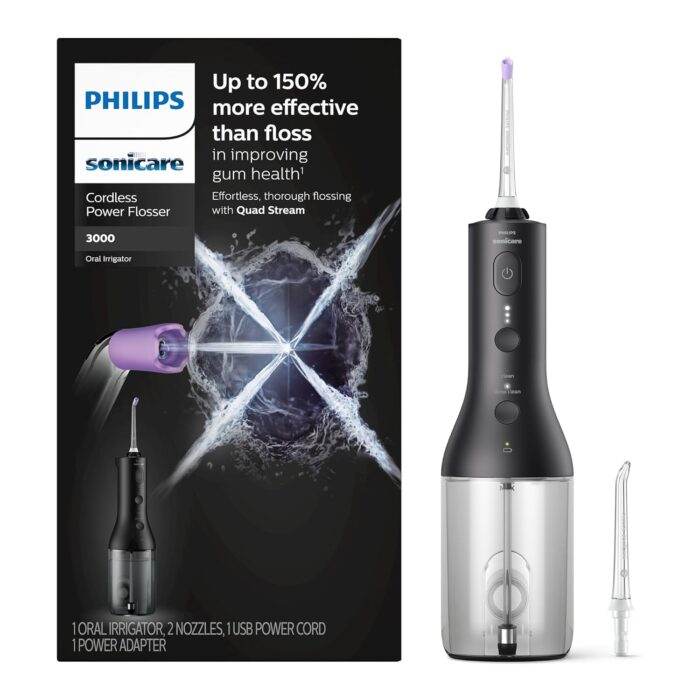 SONICARE Adult Philips Electric Cordless Power Flosser 3000 - Black, 1 count