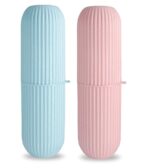 SOVIKA Capsule Shape Travel Toothbrush Toothpaste Case Holder Portable Toothbrush Storage Plastic Toothbrush Holder (Multicolor , Pack of 2)