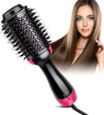 SPAREQUE Hot Air Brush 3 In 1 One Step Hair Dryer And Styler Volumizer For Straightening, Curling, Salon Negative Ion Ceramic Blow Dryer Brush For All Hair Types (One Step), 1000 Watt, Black