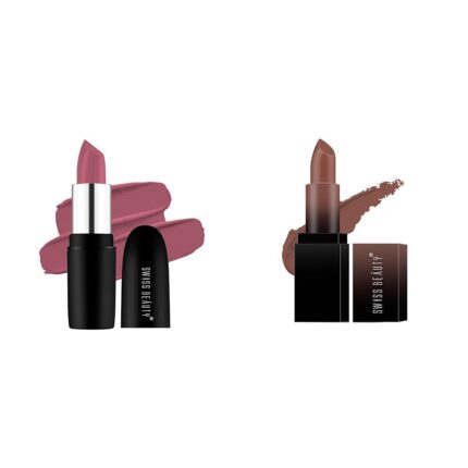SWISS BEAUTY Pure Matte Lipstick | Long Lasting, Hydrating & Lightweight Lipstick | Hot Nude, 3.8gm| & Pure Matte Lipstick | Long Lasting, Hydrating & Lightweight Lipstick | Hot Nude, 3.8gm|