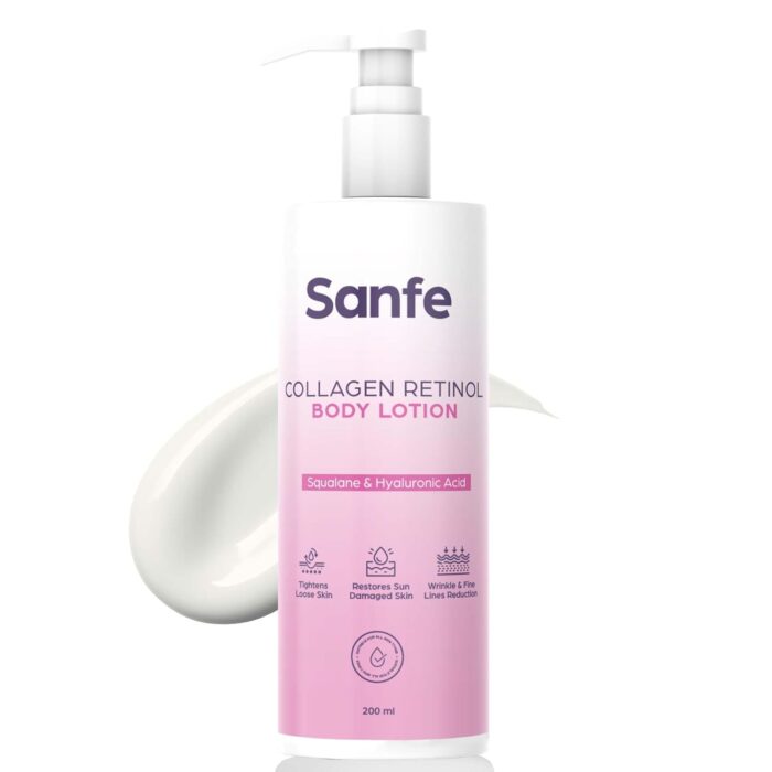 Sanfe Collagen Retinol Body Lotion | For Skin Tightening, Firming, Stretch Marks, Wrinkles & Anti Aging | Brighter, Soft Skin | For Men & Women - 200ml