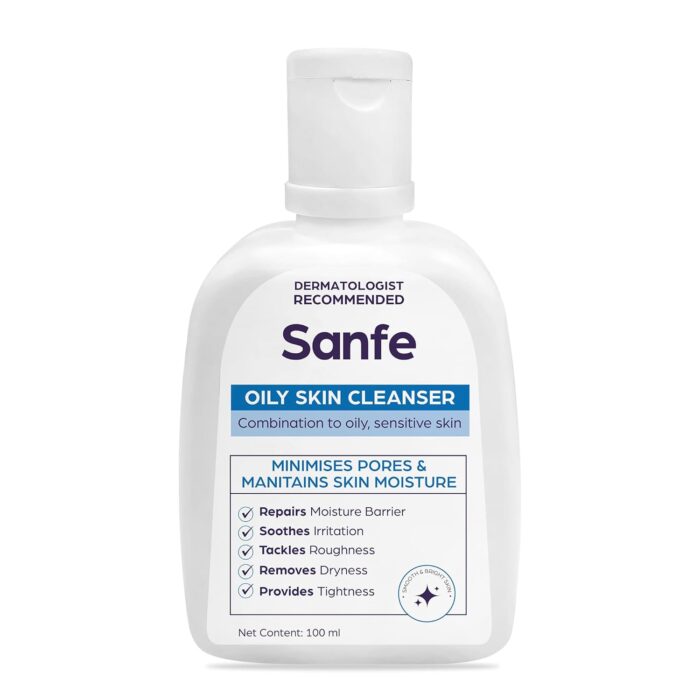 Sanfe Oily Skin Cleanser | Minimises Pores & Maintains Skin Moisture | For skin repair, roughness, dryness, tighter skin | Daily Cetaphil Face Wash For Oily, Acne Prone Skin | Cetaphil Gentle Foaming - 100ml