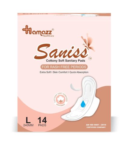 Saniss Cottony Soft Regular Sanitary Pads for Women & Teens – 14 Count, 240mm Long, Light Flow, Ultra-Thin, Rash-Free, Quick Absorption, Skin Comfort, Leak-Proof Protection
