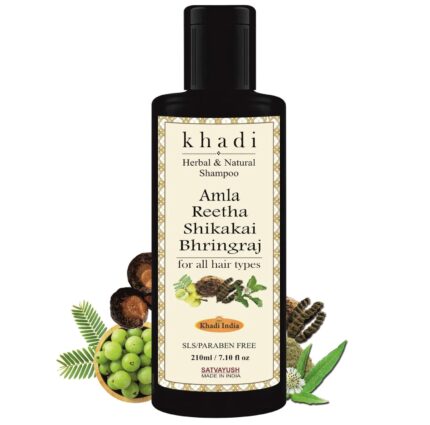 Satvayush Khadi Amla Reetha Shikakai Bhringraj SLS-Paraben free Ayurvedic Shampoo Anti Dandruff -210 ml