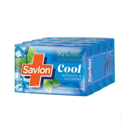 Savlon Cool Soap Menthol & Glycerin, 500g (125g - Combo Pack of 3+1), Soap for Men and Women, For All Skin Types