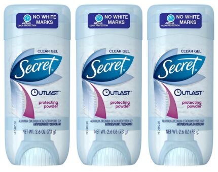 Secret Outlast Xtend Protecting Powder 2.6 OZ, Clear Gel Deodorant (Pack of 3)