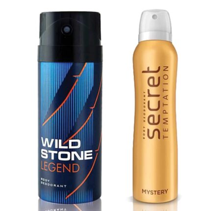 Secret Temptation Mystery Deodorant For Women and Wild Stone Legend Deodorant for Men (150 ml each), Pack of 2