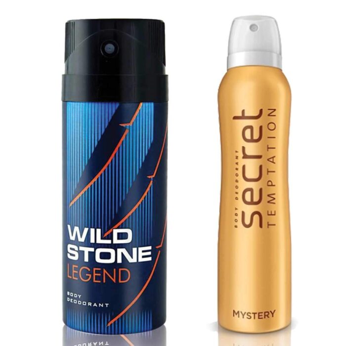 Secret Temptation Mystery Deodorant For Women and Wild Stone Legend Deodorant for Men (150 ml each), Pack of 2