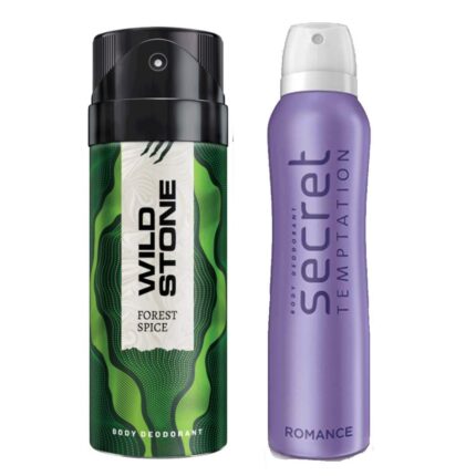 Secret Temptation Romance Deodorant For Women and Wild Stone Forest Spice Deodorant for Men (150 ml each), Pack of 2
