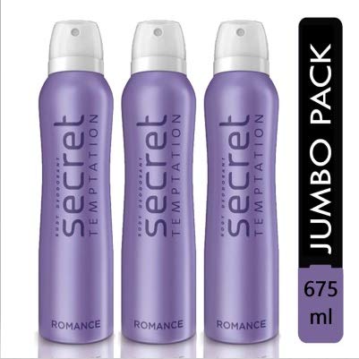 Secret Temptation Romance Deodorant for Women 225 ml (Pack of 3)