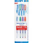 Sensodyne Toothpaste Repair & Protect, tooth paste for deep repair of sensitive teeth, 100 gm & Sensodyne Sensitive Manual Toothbrush with Soft Bristles for adult Pack - 4 Pieces,Multicolor