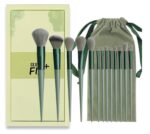 Sh.Huda Professional Fix+ Plus 13pcs Makeup Brush Set Makeup Brushes Foundation Powder Eyeshadow Eyebrow Brush Set Celebrity Cosmetic Tool Brush with Green Bag Synthetic Kabuki Compatible Tool Kit
