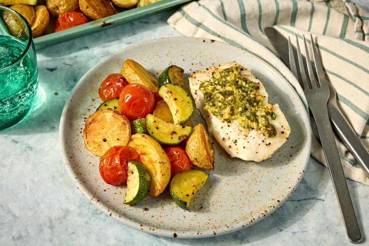 Sheet-Pan Lemon-Garlic Cod with Roasted Vegetables