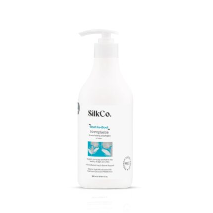 SilkCo Root ReBoot Nanoplastia Smoothening Shampoo-500ML | Reduces HAIRFALL upto 90% after treatment | Sulphate Free | Balance Scalp Microbiome with Mushroom Extracted PREBIOTICS | For Women & Men