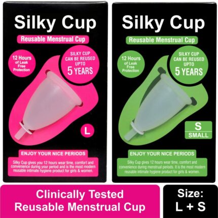 Silky Cup Reusable Menstrual Cup Reusable upto 10 Years - S + L (Pack of 2 Sizes) (Sanitary Napkins and Tampons Alternative)