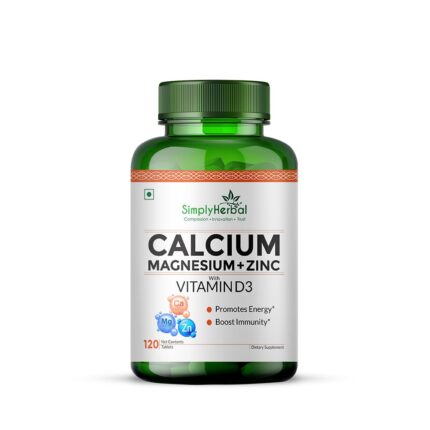 Simply Herbal Calcium Magnesium Zinc Vitamin D3 Supplement Tablet for Men & Women With Vitamin B12 Promote Bone Density & Muscle Growth Helps to Fight Bone Loss 120 Tablets
