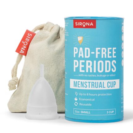 Sirona Reusable Menstrual Cup for Women - Small Size with Free Pouch|Ultra Soft, Odour and Rash Free|100% Medical Grade Silicone |No Leakage | Protection for Up to 8-10 Hours | US FDA Registered (Pack of 1)