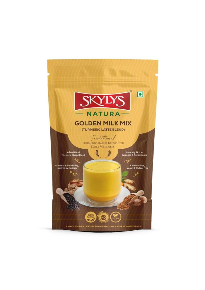 Skylys Natura Golden Milk Mix With Powerful Lakadong Turmeric Helps In Joint Comfort | Immunity | Digestive Support | Promotes Sleep (Pack of 1, 100gm)