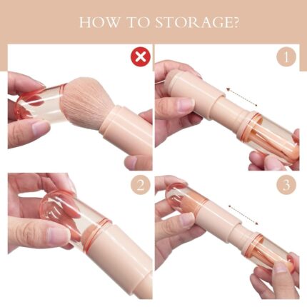 Sloane 4 in 1 Travel Portable Makeup Brush Set, Mini Lip Brush Foundation Blending Powder Eye Shadow Brush for Women Facial Cosmetics Makeup Brush Set
