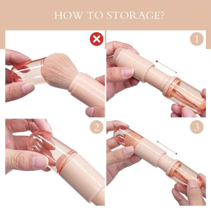 Sloane Travel Makeup Brushes Set: 4 in 1 Mini Cute Makeup Brush Retractable Professional Foundation Blending Powder Eye Shadow Brush for Women Facial Cosmetics Makeup Brush Set (Multicolor)