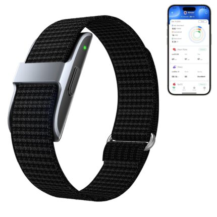 Smart Health Wristband, Health Fitness Tracker Screenless, Wearable Health Multiple Sports Mode, Automatic Monitoring with Pedometer/Sleep/Stress/Calories, IP68 Waterproof Free APP for Women Men Black