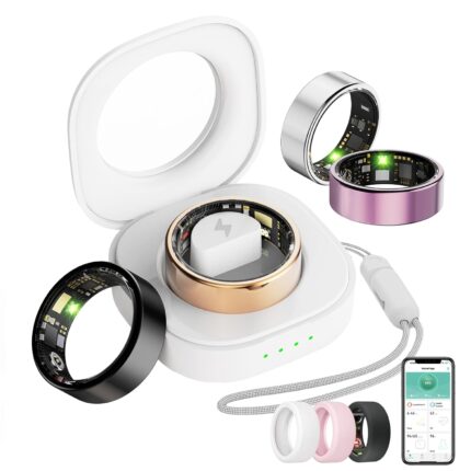 Smart Ring For Women Men, Health Tracker with Heart Rate/Blood Oxygen/Blood Pressure/Sleep Monitoring/Step Counting, IP68 Waterproof Fitness ring, No App Fees for iPhone & Android (Lavender Pink, 12#)