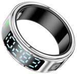 Smart Ring for Men Women Health Ring Heart Rate Monitor Blo-Oxy Fitness Tacker Ring Sleep Monitor Calories Step Counter Waterproof Gesture Remote Control Compatible with iOS Android Phones