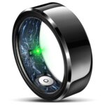 Smart Ring for Women Men,Fashion Modern Minimalist Fitness Ring& Sleep Tracker Ring with Heart Rate,Blood Pressure,5ATM Waterproof Health Ring,No Subscription,Travel-Friendly Couple Gift(Size 9,Black)