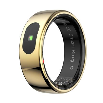 Smart Ring with Display,Waterproof Smart Rings for Men, Health Ring for Monitoring Sleep, Blood Oxygen, Heart Rate, Body Temperature, Daily Exercise, Smart Ring Health Tracker for Women. (Gold, 9)